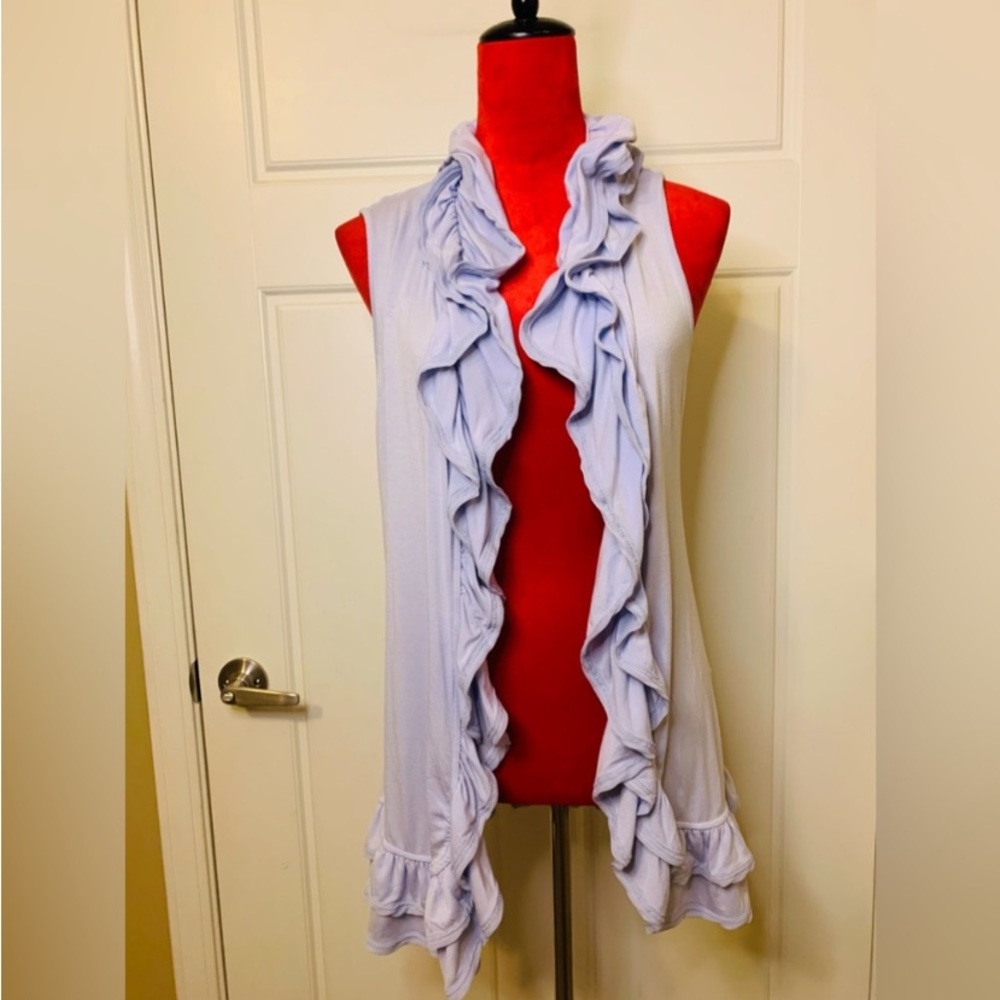 VIVIENNE TAM RUFFLE SLEEVELESS CARDIGAN VEST